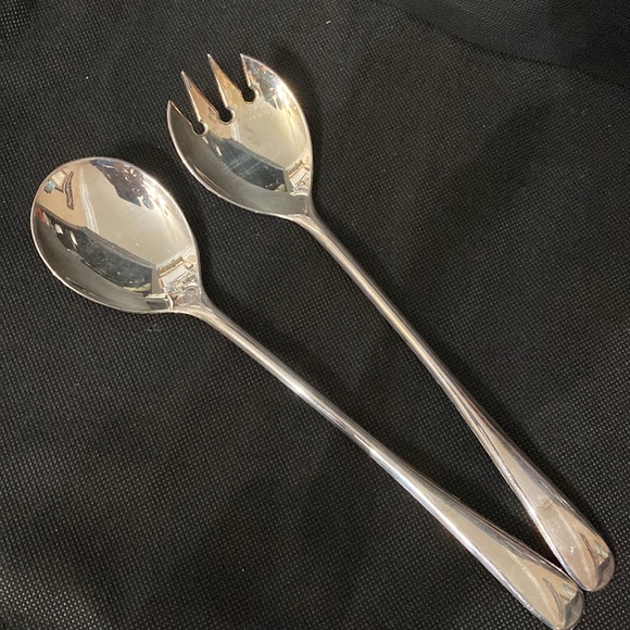 Vintage Silver Plated Italy Silverware,Flatware, Serving Fork & Spoon Salad Set - Picture 1 of 9